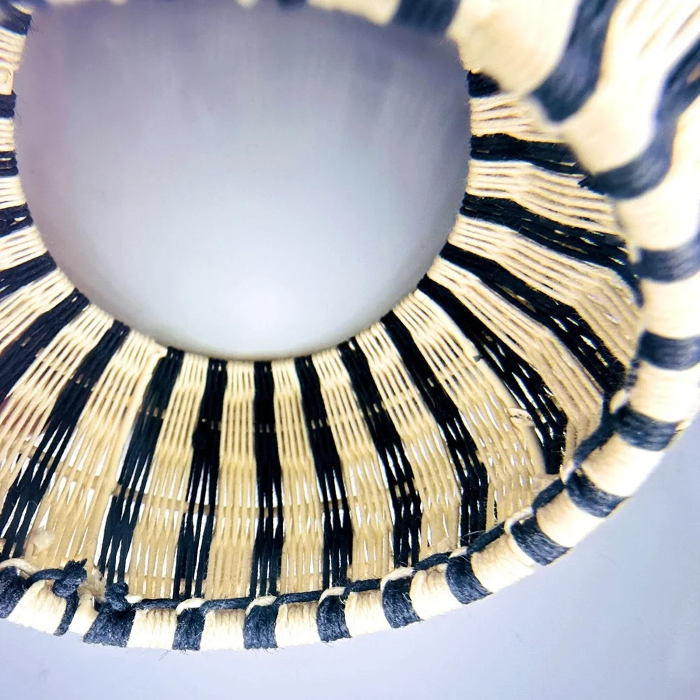Anthropologie Rosamund Woven Bangle - Cream and Black Stripe